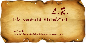 Lövenfeld Richárd névjegykártya